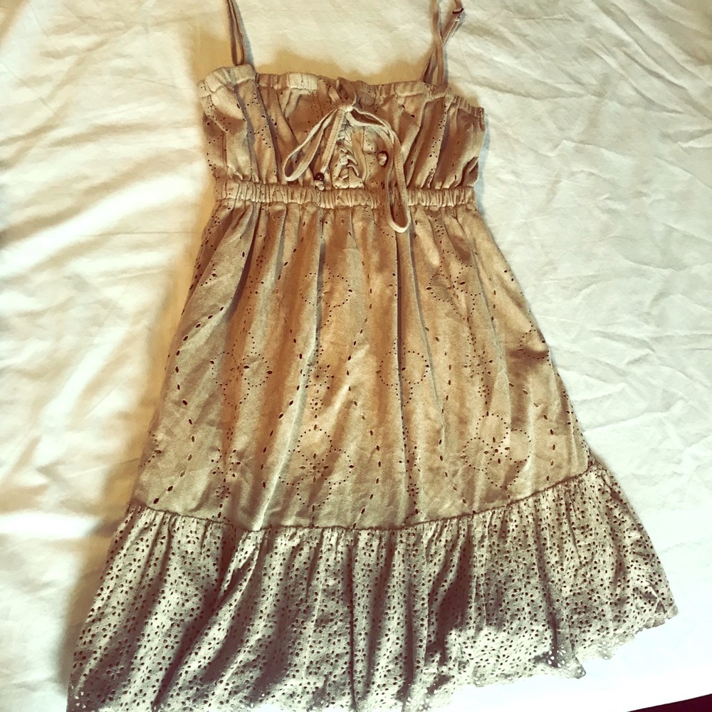 Wet Seal Faux Suede Dress XS Beige Tan Like New